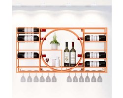 Wijnrek met Glashouder - Drankplank Mini Bar - Wijn Opslag - Wandmontage Ontwerp - Niet gespecificeerd - Oranje