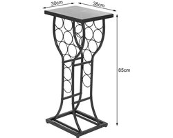 Wijnrek met marmeren tafelblad - Metalen meubel - Voor 11 flessen - Stevig en duurzaam - Makkelijk schoon te maken - Wijnopslag