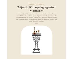 Wijnrek met marmeren tafelblad - Wijnopslagorganizer - Metalen meubel - Voor 11 flessen - Stevig en duurzaam - Makkelijk schoon te maken - Wijnopslag