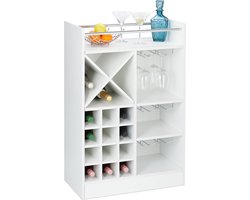 wijnrek met wijnglazenhouder - voor 22 flessen - vrijstaand - 96 x 63 x 35 cm - wit