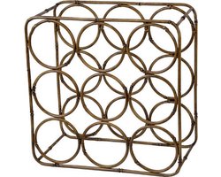 Wijnrek metaal | wijnrek bamboe voor 9 flessen