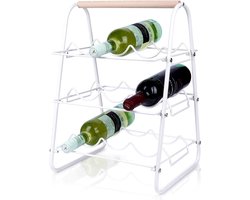 Wijnrek Metaal Wit 9 Flessen 33x29x46 cm - Flessenrek - Wijnkast - Wijnfleshouder - Staand - Fleshouder - Wijnhouder