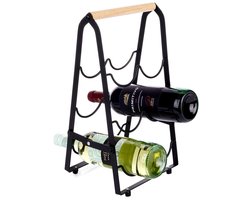 Wijnrek Metaal Zwart 6 Flessen 21x38 cm - Flessenrek - Wijnkast - Wijnfleshouder - Staand - Fleshouder - Wijnhouder