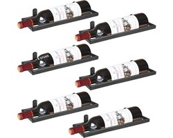 Wijnrek Muur - Wandrek Hangend - Flessenrek Wandmontage - Modern - 6 Stuks - Top Kwaliteit