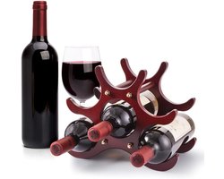 Wijnrek - Rode wijnrek - Houten wijnrek - Wijnkast - Bureau wijnrek - 27,5×16×22 cm - Champagne flessenrek - Geschikt voor 6 flessen - Vintage Bruin