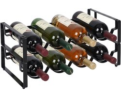 Wijnrek - set van 2 - stapelbaar - zwart