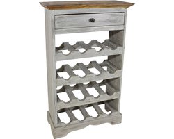 Wijnrek staand voor 16 flessen met lade, 55x23x85cm, massief hout, gerecycled