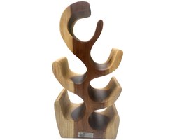 Wijnrek van Hout - 50 cm hoog - voor 6 Flessen – Uniek – Duurzaam – Tall Men Standing