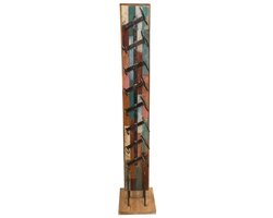 Wijnrek van Hout - Recycled Teakhout Bruin - Staand Wijnrek Teak - 8 Flessen - 155 x 30 x 30 cm
