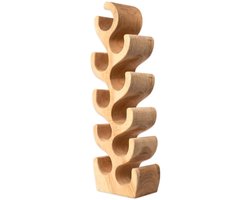 Wijnrek van Hout - Teakhout Bruin - Staand Wijnrek Teak - 10 Flessen - 21 x 13 x 90 cm hoog