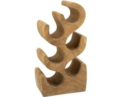 Wijnrek van Hout - Teakhout Bruin - Staand Wijnrek Teak - 6 Flessen - 20 x 15 x 50 cm