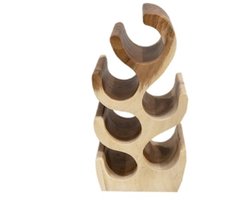 Wijnrek van Hout - Teakhout Bruin - Staand Wijnrek Teak - 6 Flessen - 25 x 15 x 50 cm