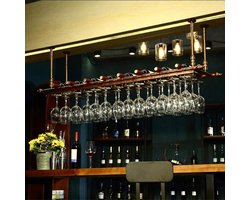 Wijnrek Verstelbare Hoogte Decoratie Plank, Plafond Plank ,Hangende Opbergrekken Voor Bars/Restaurants 30D x 120B x 60H centimeter