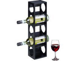 wijnrek - voor 5 flessen - bamboe - 53 x 14 x 12 cm - woonkamer - zwart