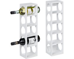 wijnrek - voor 5 flessen - set van 2 - bamboe - 53 x 14 x 12 cm - keuken - wit