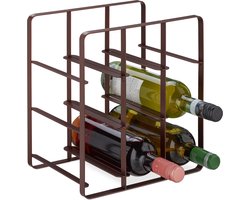 wijnrek - voor 9 flessen - gepoedercoat ijzer - 30 x 27,5 x 20 cm - bar - bruin
