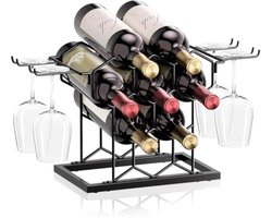 Wijnrek Voor Aanrecht Wijnflessenhouder Voor Op Tafel Voor Maximaal 5 Standaardflessen Vrijstaand Zeshoekig Wijnrek Voor Wijnkelder Barkast Zwart — voor dagelijks gebruik