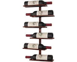 Wijnrek Wandmontage - Fleshouder Muur - Wijn Opbergen - Met Glashouder - 63x36cm - Rood Brons