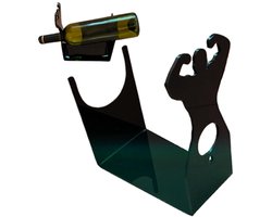 Wijnrek - Wijnhouder - Decoratief wijnrek - Set van 2 - Grappig wijnrek - Vrijstaand - Uniek design - Origineel cadeau - Voor keuken, bar en tafel - Voor wijnliefhebbers - Tafeldecoratie - Zwart