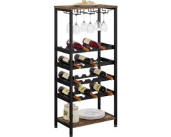 Wijnrek - Wijnkast Staand - Barkast - Wijnrekken - Drankkast -Stapelbaar & Industrieel - 50x30x108 Cm - Metaal