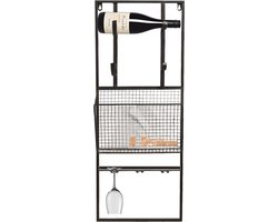 Wijnrek - Wijnrek Metaal - Wijnrek Muur - Wandrek - Zwart - 82 cm hoog