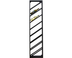 Wijnrek - Wijnrek muur - Metaal - Modern - wijnkast - industrieel -Flessenrek - Zwart - 175 x 40 x 8 cm