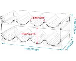 Wijnrek - Wijnrek Stapelbaar - Wijnrekken - Stapelbare Flessenorganizer voor Kast, Vriezer, Voorraadkast - Plastic Waterfleshouder voor Keukenwerkbladopslag, Kast, Kantoor - 2 Stuks, Elk Rek Bevat 4 Containers