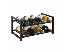 wijnrek - zwart - 42,5x21,5x21,5 cm - voor wijnflessen