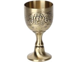 Wijnschaal van metaal in Europese vintage stijl - Rode wijnbeker voor decoratie thuis - Handgemaakt kunstwerk met wijnmotief.