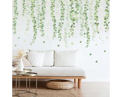 Wijnstok Bladeren Muursticker - Groene Planten Decoratie voor Woonkamer, Hal, Slaapkamer, Kantoor, Kinderkamer, Badkamer