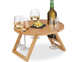 wijntafel - inklapbaar - 22x39cm - houder voor 4 glazen - picknicktafel - strandtafel