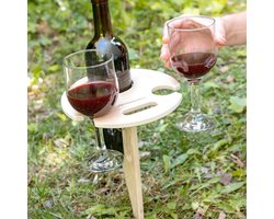Wijntafel - Wijnglazen Houder - Wijnrek Hout - Wijn Cadeau - Wijnhouder - Champagne - Picknick - Ideaal voor op het Strand