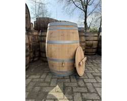Wijnvat 225L met messing aftapkraan - los deksel met handvat - houten regenton