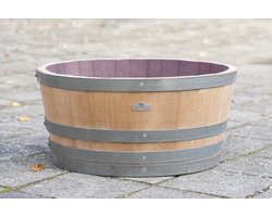 Wijnvat Kuip 1/3 225l. geborsteld, geschuurd en geolied / Houten Plantenbak / Laag model