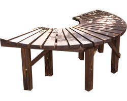 Wikkel rond boombank, houten gebogen banken voor buiten, parkboomstoel, halfrond frame, boomrugleuning, houten meubels voor tuin, terras, veranda, gazon, achtertuin (koolzuurhoudende kleur)