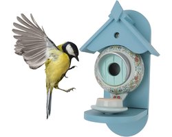 Wild Bird Feeder voor Buiten - Theepot Bird House Opknoping - Cyaan Wild Bird Feeder Drinker - Opknoping Bird Feeder voor Buiten Tuin .