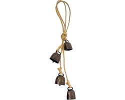 Wilgen koperen klokken - Bronzen bellen - Decoratief ophangen - Vakkundig handgemaakt - 4 stuks - Groen brons