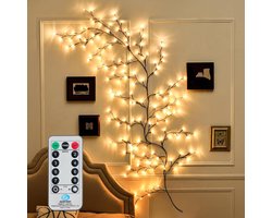 Wilgentak-Lichtslinger - Led-Takverlichting - 8 Verlichtingsstanden - Timer - 144 Led - 2,3 M Lange - Met Afstandsbediening - Warmwitte - Voor Muren, Slaapkamers, Woonkamers en Woondecoratie