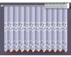 Wilhelmina jacquard vitrage - Gordijn 400 x 160 cm - Curtains - Jacquardgordijnen- bloemenmotief- wit- 400 x 160 cm