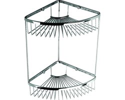 WillieJan Bad Doucherekje KD-5123 – 2 niveaus’s – Hoekbevestiging – Hoogwaardig Messing – Verchroomd