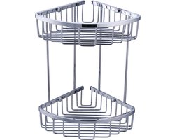 WillieJan Bad Doucherekje KD-5124 - 2 niveaus's - Hoekbevestiging - Hoogwaardig Messing - Verchroomd