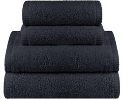 WillieJan Badhanddoeken set – Badstof – Zwart – 2 stuks 50 x 100 en 2 stuks 70 x 140