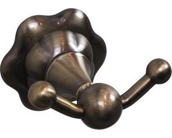 WillieJan Handdoekhaak 9504 – Dubbele Haak- Groot en Robuust – Antiek Look Bronskleur Messing