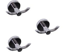 WillieJan Handdoekhaken Kledinghaken 86040003 - Set 3 Grote dubbele Haken - Verchroomd Messing