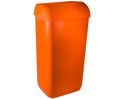 WillieJan Marplast afvalbak – Oranje – 23 liter – met hidden cover – muurbevestiging of vrijstaand