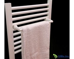 WillieJan Radiator handdoeken droog rek 950W – Wit – 1 stang – 46 cm – Radiatorbevestiging – Zonder boren