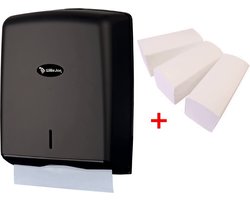 WillieJan startset papieren handdoekjes JF7003 - ABS kunststof - Zwart - Handdoekjes dispenser + 3 bundels handdoekjes