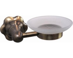 WillieJan Zeepbakje 9508 – Messing – Antiek Look Bronskleur – Muurbevestiging | Melkglas | Rond