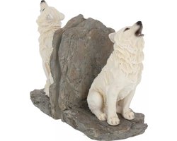 Willow Hall - Nemesis Now - Boekensteunen wolven - Wardens of the North 20.3cm - set van 2