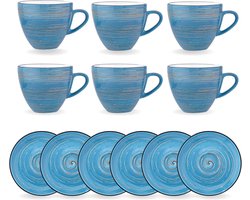 Wilmax 6-delige Kopjes & Schotels Set 75 ml Blauw WL-669633/AB6